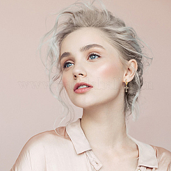 2 шт. двухцветные латунные серьги-кольца в форме креста со стразами&nbsp;EJEW-AN0004-64