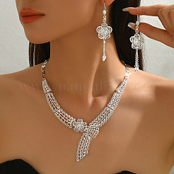 Комплекты из винтажных сплавов с серьгами и ожерельями в виде цветов для свадеб и мероприятий&nbsp;WU4418