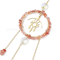 Обернутое проволокой кольцо из натурального южного красного агата&nbsp;HJEW-TA00168