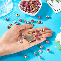 120 шт. 4 стиля плоские круглые железные бусины-разделители со стразами&nbsp;FIND-TA0005-68