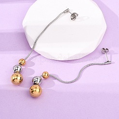 Двухцветные круглые серьги-гвоздики с кисточками из нержавеющей стали 304&nbsp;LS-EJEW-A136-05B-GP