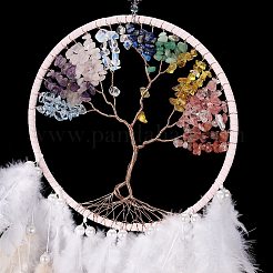 Железная тканая паутина/сетка с подвесками из перьев&nbsp;LS-AJEW-B017-24