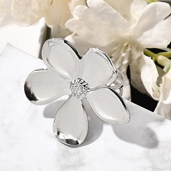 Кольцо-манжета из нержавеющей стали 304 с цветком для женщин&nbsp;LS-RJEW-R006-03P-02