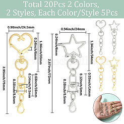 20 шт. 4 стиля поворотных застежек из цинкового сплава&nbsp;FIND-SP0004-23