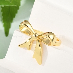 Полые латунные манжеты с бантом для женщин&nbsp;RJEW-G343-21G