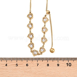 Женское ожерелье-лариата из нержавеющей стали 304 с прозрачными кубическими циркониями в форме сердца.&nbsp;NJEW-K300-01G