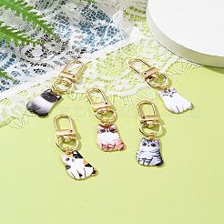 Украшения с подвеской из эмали из сплава кошки&nbsp;HJEW-FZ00012