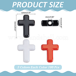 300шт 3 цвета непрозрачные акриловые бусины&nbsp;SACR-WR0001-03