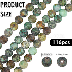 2 нитка матовых натуральных африканских бирюзовых (яшмовых) круглых бусин&nbsp;G-PA0001-33