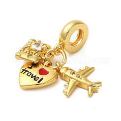 Стеллажное покрытие латунь проложить прозрачный кубический цирконий европейские подвески с подвесками&nbsp;X-KK-P279-46G