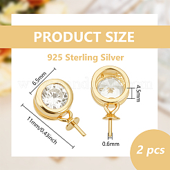 2 шт. 925 подвески из стерлингового серебра с микропаве из кубических цирконий&nbsp;STER-BC0003-60G