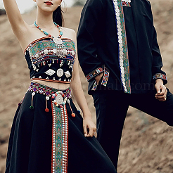 Вышивка полиэфирными лентами в этническом стиле&nbsp;OCOR-WH0079-40C