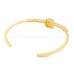 Женские открытые браслеты-манжеты из латуни и зеленого стекла с паве&nbsp;BJEW-S147-15G-C