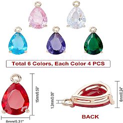 24шт 6 цвета прозрачные стеклянные подвески&nbsp;GLAA-PH0001-28