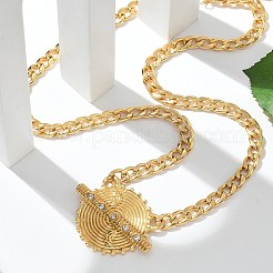 304 нержавеющая сталь кристалл горный хрусталь плоская круглая подвеска витая цепочка ожерелья для женщин&nbsp;STAS-Z117-11G