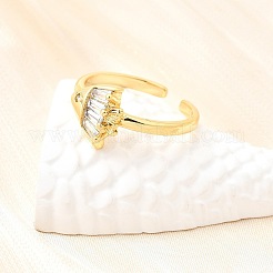 Кольца-манжеты с микропаве из латуни и кубическими цирконами в морском стиле для женщин&nbsp;LS-RJEW-F184-17D-G