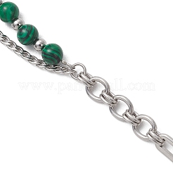 Браслеты из круглых бусин синтетического малахита&nbsp;BJEW-JB13125-01