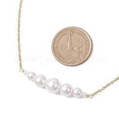 Женские ожерелья с подвеской из ракушечного жемчуга и круглыми бусинами из нержавеющей стали 304&nbsp;NJEW-JN05748