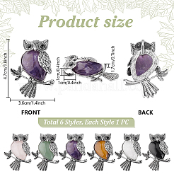 6 шт. 6 стиля подвески из цинкового сплава с натуральными драгоценными камнями&nbsp;FIND-PH0025-35