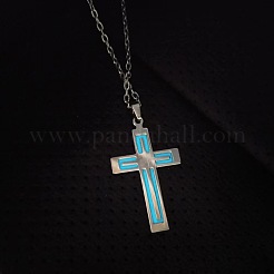 Светящееся в темноте ожерелье с крестом из нержавеющей стали&nbsp;LS-PW-WG31976-01