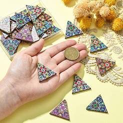 24шт 4 цвета подвески из натуральной липы с принтом&nbsp;WOOD-CJ0001-93