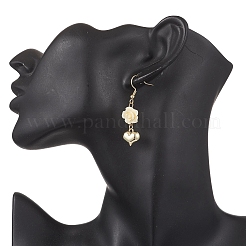 Серьги-подвески в форме сердца с цветком из нержавеющей стали 304&nbsp;EJEW-JE06688