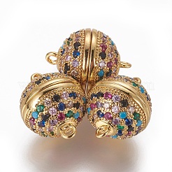 Магнитные застежки из латуни с цирконием и микропаве с петлями&nbsp;ZIRC-L082-D-02