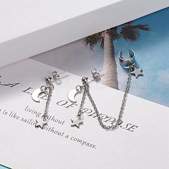 Асимметричные серьги из сплава луны и звезды&nbsp;EJEW-JE04888-02