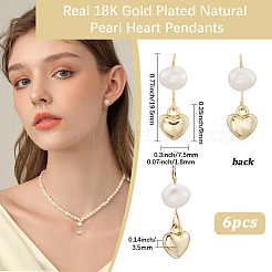 6 шт. подвеска в форме сердца из латуни и натурального жемчуга KK-BBC0019-31