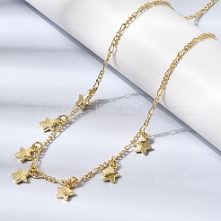 Ожерелья с подвесками в виде звезд из латуни&nbsp;NJEW-B157-14G