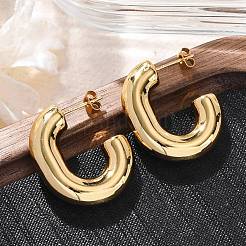 Серьги-гвоздики из нержавеющей стали 304 в форме буквы С&nbsp;LS-EJEW-A125-11G