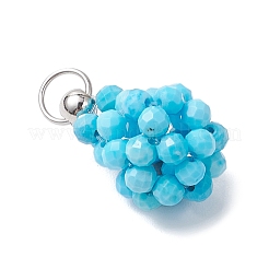 Подвески из окрашенного натурального магнезита с ограненными круглыми бусинами&nbsp;PALLOY-MZ00986