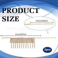 2 шт. браслеты на ногу из богемской латуни с кисточками из хрусталя и страз для женщин&nbsp;AJEW-PH0007-81G