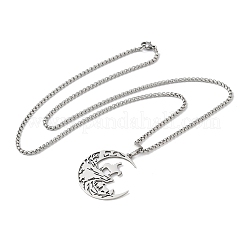 201 кулон из нержавеющей стали с полой огранкой в виде ковбойской луны&nbsp;NJEW-H065-26P