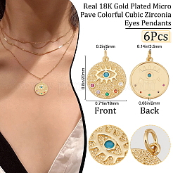 6шт латунные микропаве красочные кубические циркониевые подвески&nbsp;KK-BBC0002-34