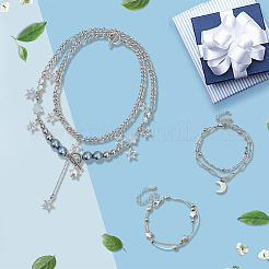 Ожерелья и многорядные браслеты из сплава «звезда-луна»&nbsp;SJEW-SC0001-04