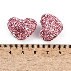 Бусины из полимерной глины в форме сердца со стразами&nbsp;CLAY-NH0002-01A