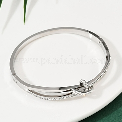 Браслеты из нержавеющей стали 201 со стразами для женщин&nbsp;LS-BJEW-B138-03P