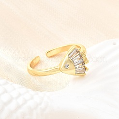 Кольца-манжеты с микропаве из латуни и кубическими цирконами в морском стиле для женщин RJEW-F184-17D-G