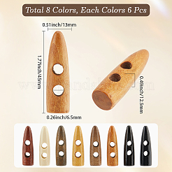 64 шт. 8-х цветные деревянные пуговицы с 2 отверстиями&nbsp;WOOD-GF0002-35B