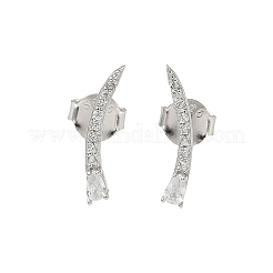 925 серьги-гвоздики из стерлингового серебра с прозрачным кубическим цирконием&nbsp;EJEW-Q032-01E-P