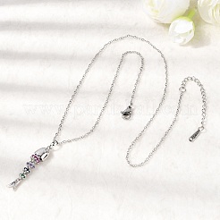 Подвеска в виде рыбьей кости из нержавеющей стали 201 с цветными кубическими циркониями&nbsp;NJEW-C111-02B-P