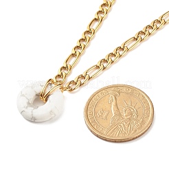 Ожерелье с подвеской в виде пончика из натурального говлита NJEW-JN03815-05