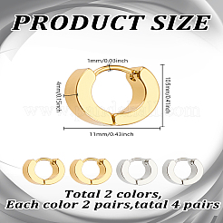4 пара сережек-колец Huggie Hoop из нержавеющей стали 304 двух цветов&nbsp;EJEW-LP0001-08
