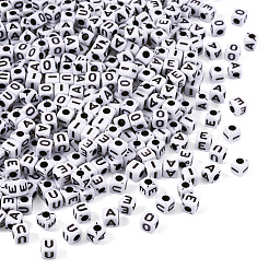 500 шт. 5 вида белых непрозрачных акриловых бусин&nbsp;MACR-BY0001-02