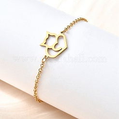 201 браслет из нержавеющей стали с лисьими звеньями&nbsp;BJEW-B128-05G