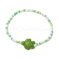 Детские браслеты ручной работы из стеклянных бусинок и синтетической бирюзы&nbsp;BJEW-JB11301-02