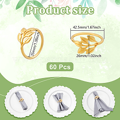 60 шт. кольца для салфеток из сплава в форме листьев на рождественскую тематику&nbsp;AJEW-PB0001-03G