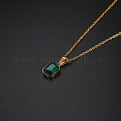 Колье-подвеска из стеклянного прямоугольника с золотыми цепочками из нержавеющей стали&nbsp;ZR6442