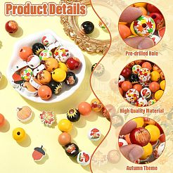 100 шт. 15 стиля круглые и цветочные деревянные европейские бусины&nbsp;WOOD-CJ0002-45